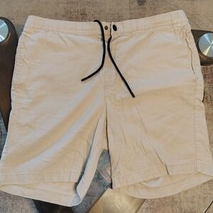 Saks Fifth Avenue Cream Linen Shorts with Black Accent